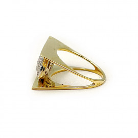 Кольцо из желтого с белым золота с цирконом