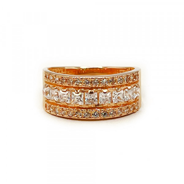 Каблучка з золота червоного кольору з цирконом