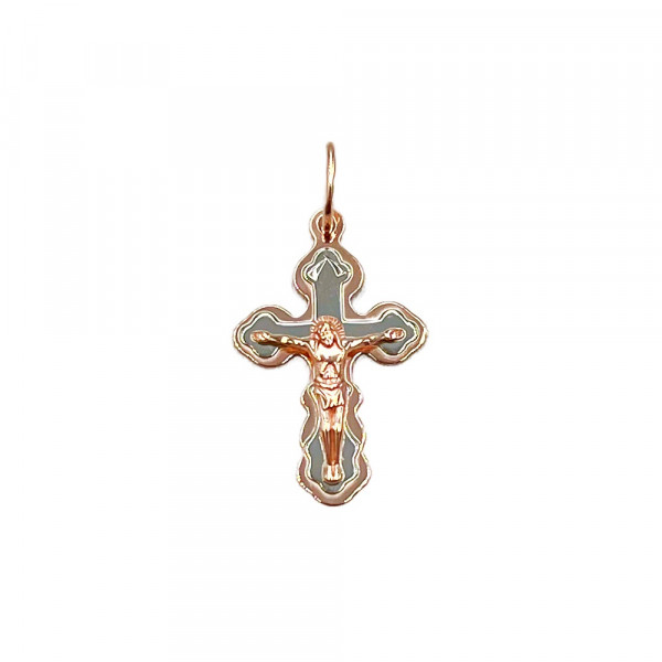 Хрестик з червоного з білим золота