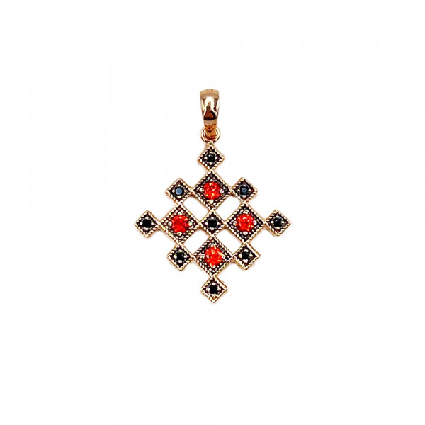 Кулон из золота в красном цвете с цирконом