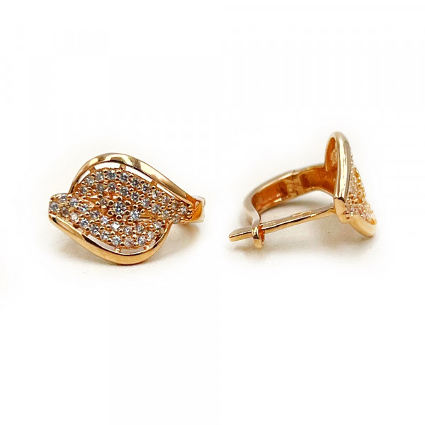 Серьги из золота в красном цвете с цирконом