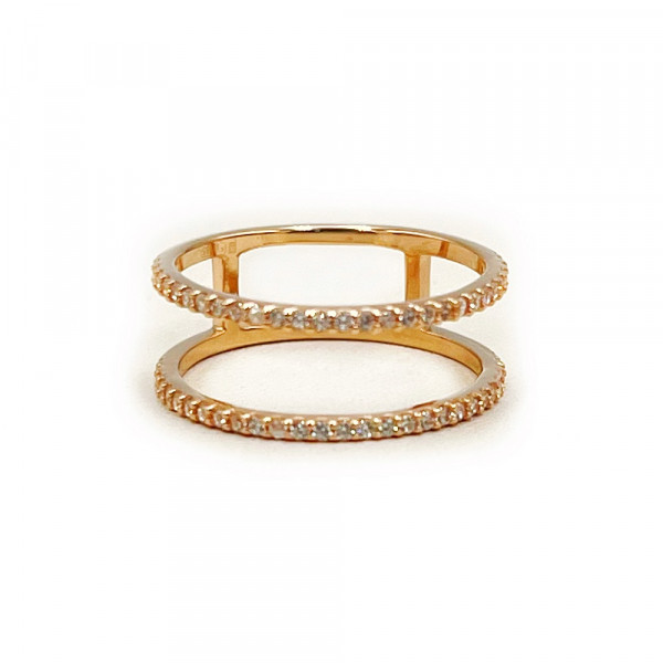 Золота каблучка у червоному кольорі з цирконом