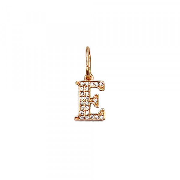 Кулон з червоного золота з цирконом «Літера Е»
