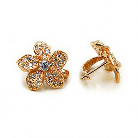 Серьги из золота красного цвета с цирконом «Цветок» 01-200844469