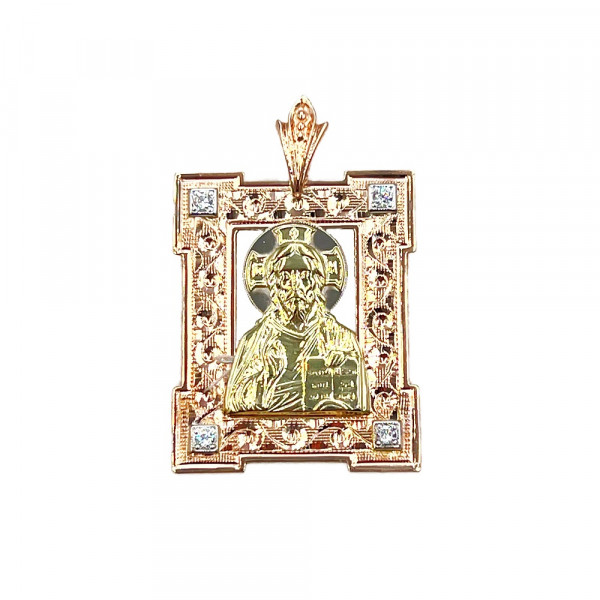 Кулон з золота червоного з жовтим та білим кольору з цирконом