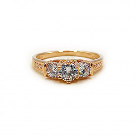 Каблучка з золота червоного кольору з цирконом 01-200900469