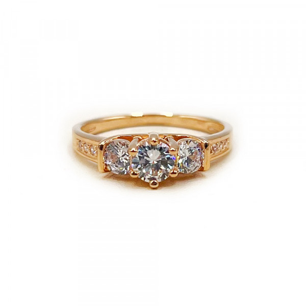 Каблучка з золота червоного кольору з цирконом