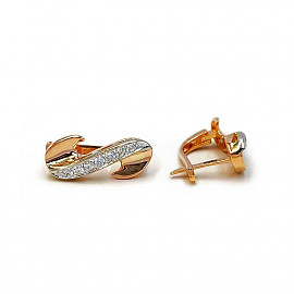 Серьги из золота в красном с белым цвете с цирконом 01-200965869