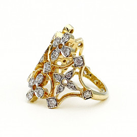 Кольцо из желтого золота с белыми бриллиантами