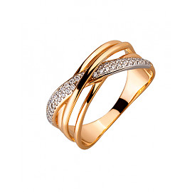 Кольцо из золота красного с белым цвета с цирконом 01-200055170