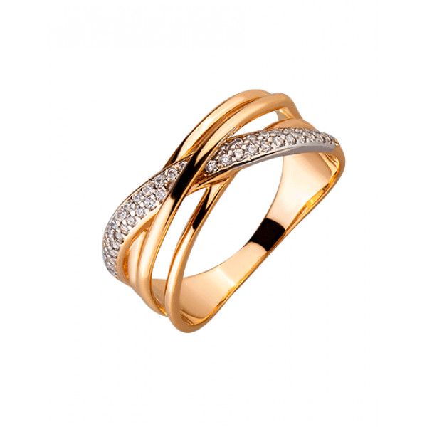 Кольцо из золота красного с белым цвета с цирконом