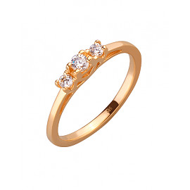Золота каблучка у червоному кольорі з цирконом 01-200087470