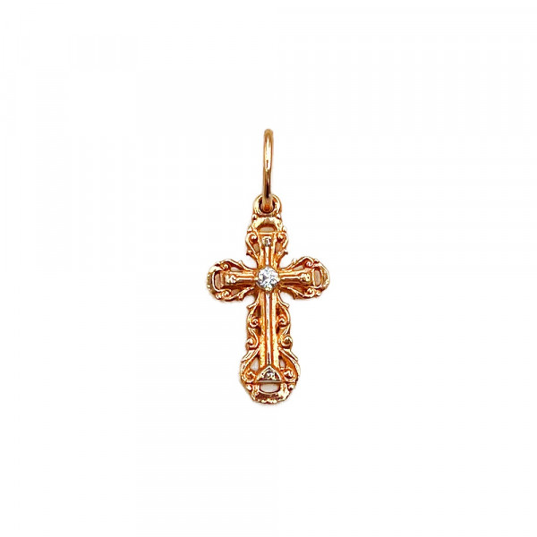 Крестик из золота с цирконом