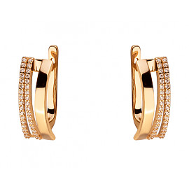 Золоті сережки у червоному кольорі з цирконом 01-200182670