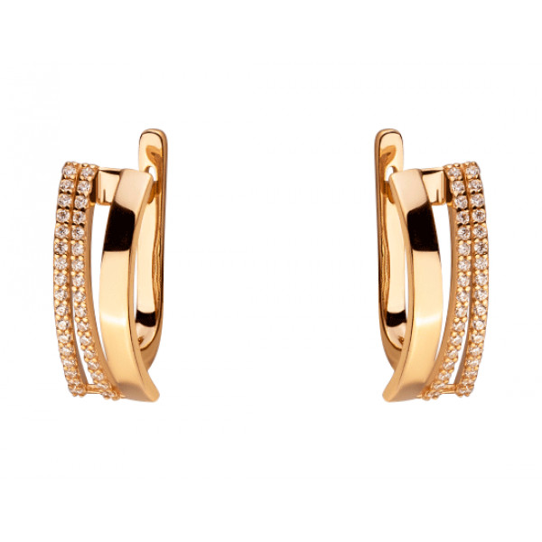 Золоті сережки у червоному кольорі з цирконом