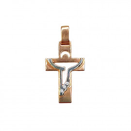 Хрестик з золота червоного з білим кольору з цирконом 01-200196570