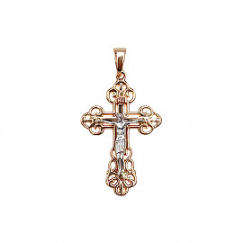Золотой крестик красного с белым цвета 01-200750070