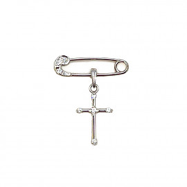 Шпилька з золота у білому кольорі з білими діамантами 01-200786270