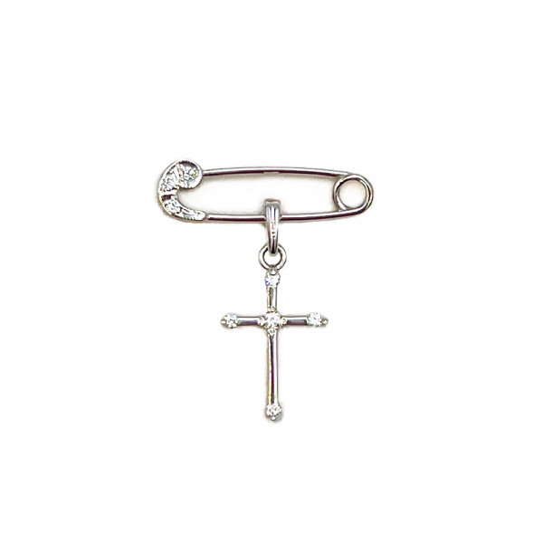 Шпилька з золота у білому кольорі з білими діамантами