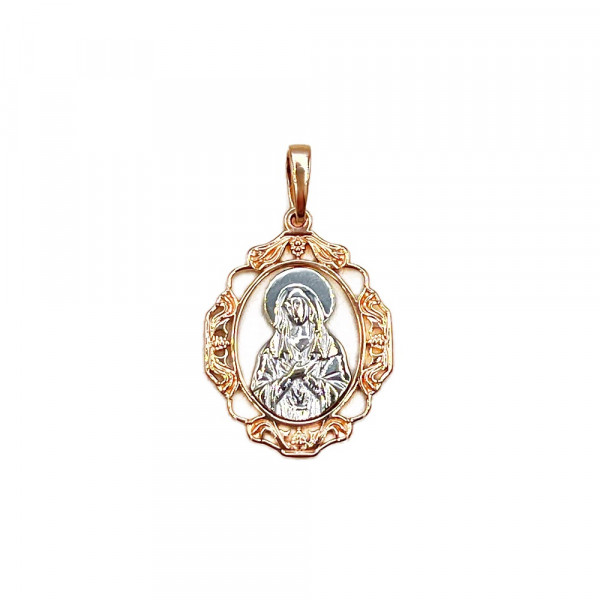 Кулон из красного с белым золота