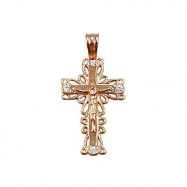 Хрестик з золота з цирконом 01-200814170