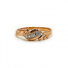 Золота каблучка у червоному з білим кольорі з цирконом 01-200863070