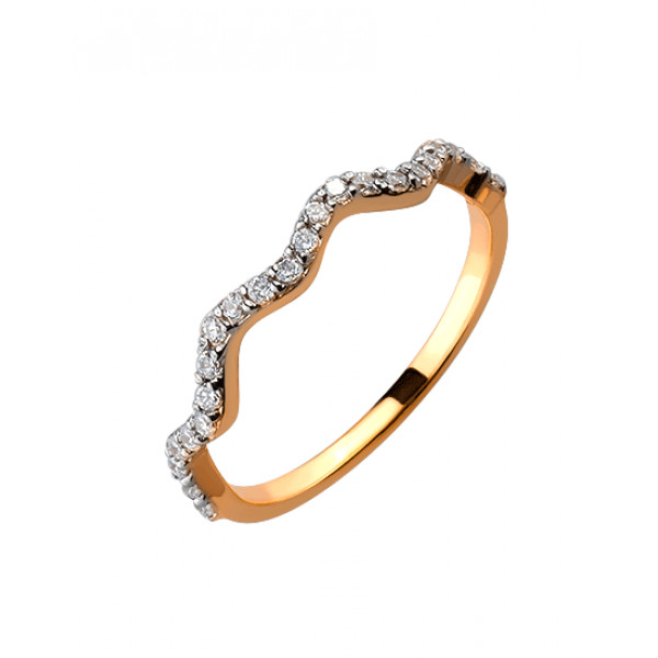 Каблучка з золота у червоному з білим кольорі з цирконом