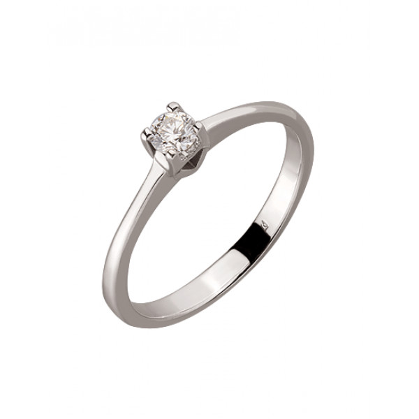Золота каблучка у білому кольорі з білим діамантом