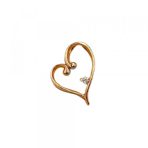 Золотой кулон красного цвета с цирконом «Сердце»