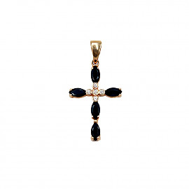 Крестик из красного золота с цирконом 01-200242271