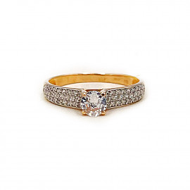 Каблучка з червоного з білим золота з цирконом 01-200258371