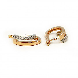 Серьги из золота красного с белым цвета с цирконом 01-200495771