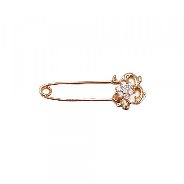 Золотая булавка красного цвета с цирконом