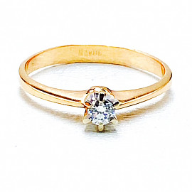 Кольцо из красного с белым золота с белым бриллиантом 01-200779871