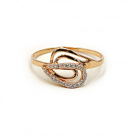 Золота каблучка у червоному кольорі з цирконом 01-200788471