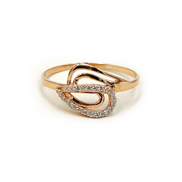 Золота каблучка у червоному кольорі з цирконом