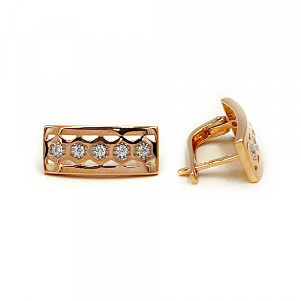 Сережки з золота у червоному кольорі з цирконом