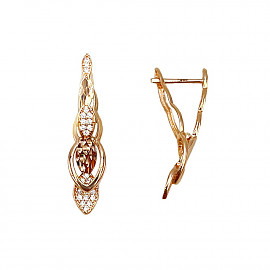 Золотые серьги в красном цвете с цирконом 01-200889271