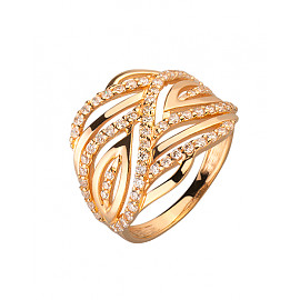 Золотое кольцо красного цвета с цирконом 01-200020572