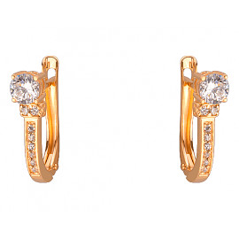 Золотые серьги в красном цвете с цирконом 01-200087372