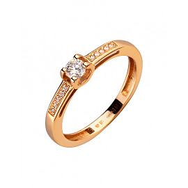 Кольцо из золота в красном цвете с цирконом 01-200182772