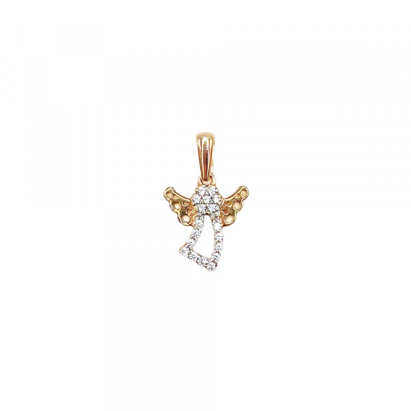 Кулон из красного с белым золота с цирконом «Ангел»