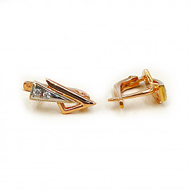 Серьги из красного с белым золота с цирконом 01-200585572
