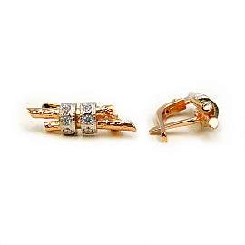 Серьги из красного с белым золота с цирконом 01-200750072