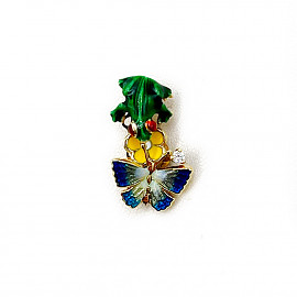 Золотий кулон з білим діамантом та емаллю 01-200786272