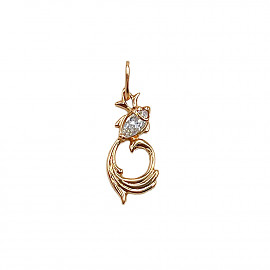 Золотий кулон у червоному кольорі з цирконом «Золота рибка» 01-200809072