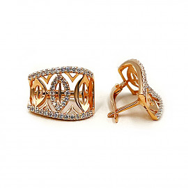 Сережки з червоного золота з цирконом 01-200812372