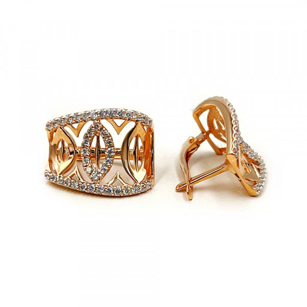 Сережки з червоного золота з цирконом