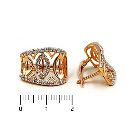 Серьги из красного золота с цирконом