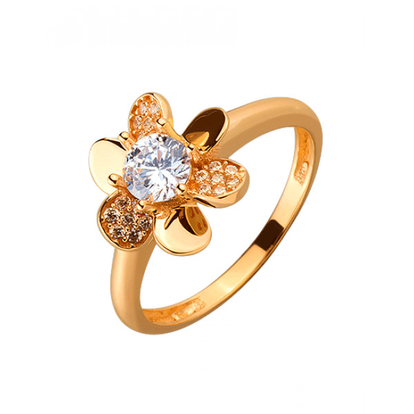 Кольцо из красного золота с цирконом